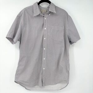 JACHS New York Mens Geometric Print Short Sleeve Button Down Dress Shirt Size M